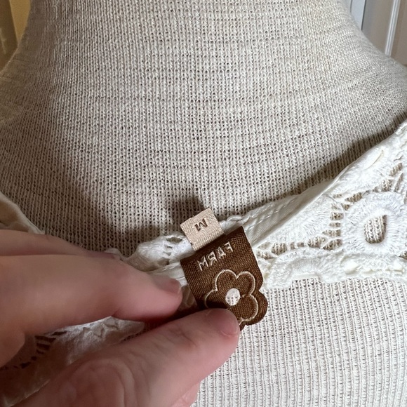 FARM Rio White Crochet Cover-Up | Floral Openwork Boho Beach Dress Scalloped Hem - Picture 7 of 7